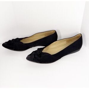 Naturalizer Ballet Flats Black Fabric Bow Slip On Classic Pointed Toe Preppy 11M